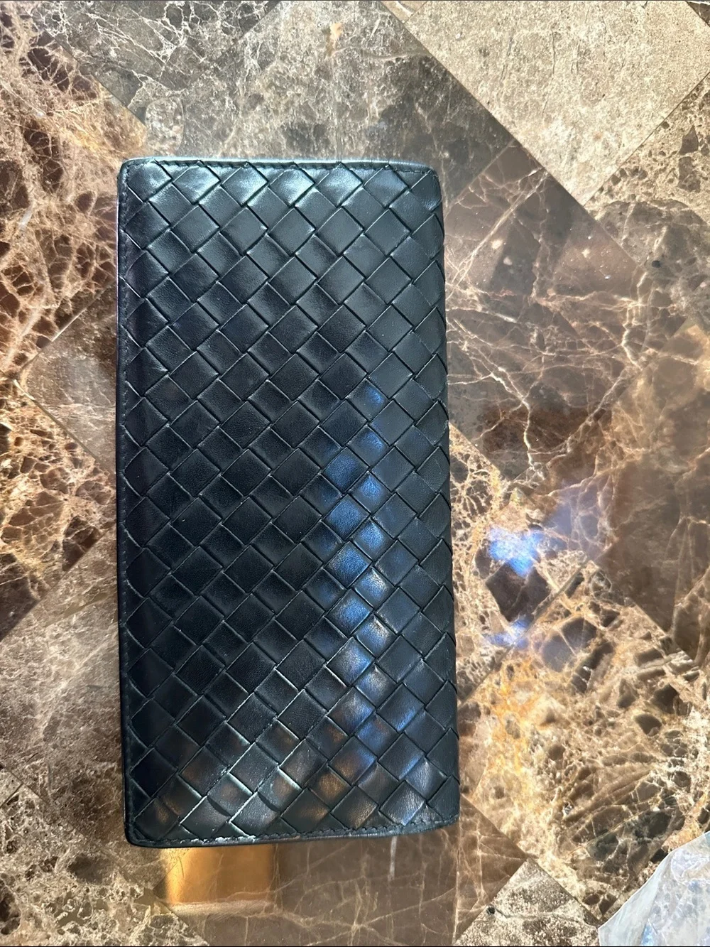 Bottega Veneta Black Intrecciato bi fold Long Wallet